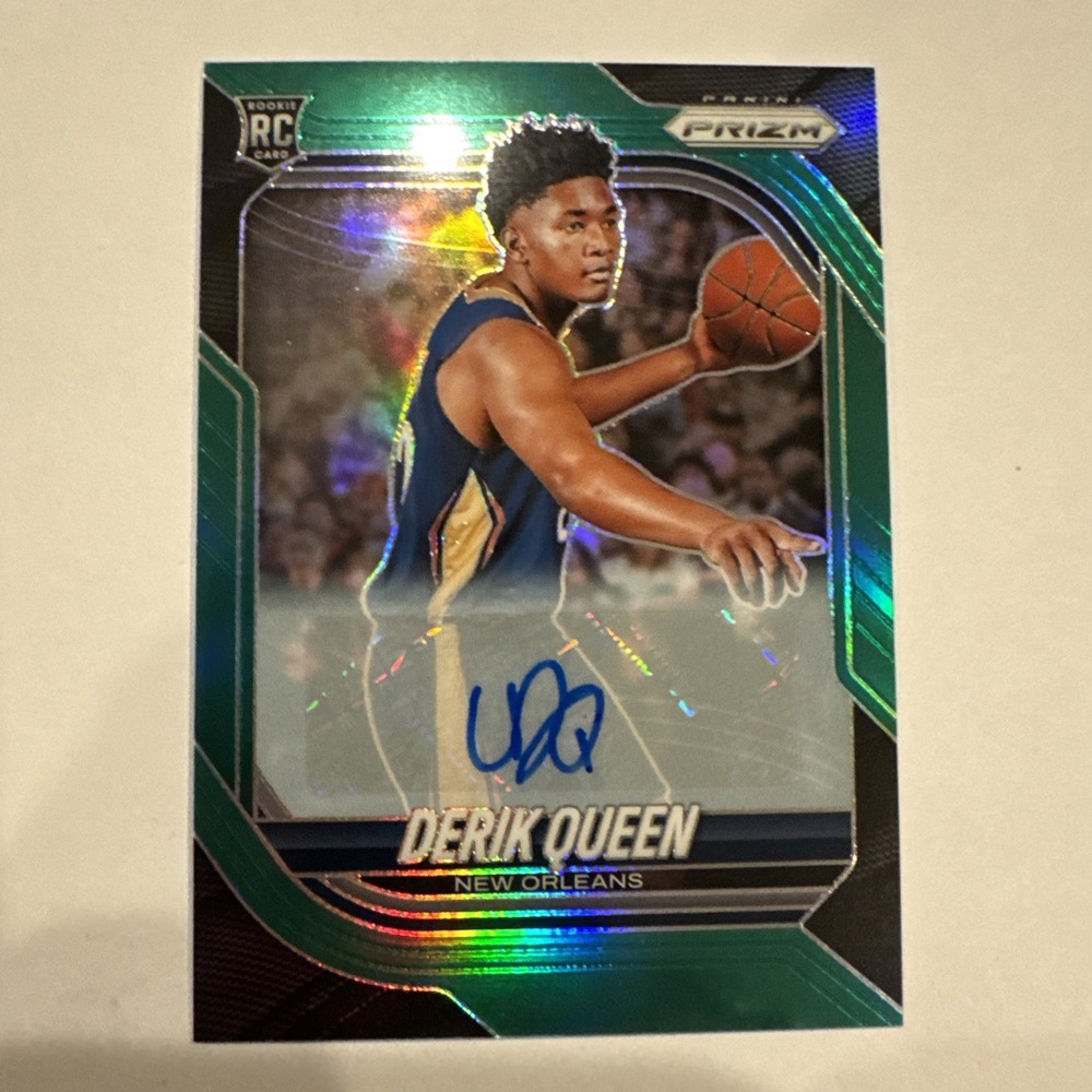 2025-26 Panini Prizm Derik Queen Green Prizms RC Auto #11 Pelicans Rookie